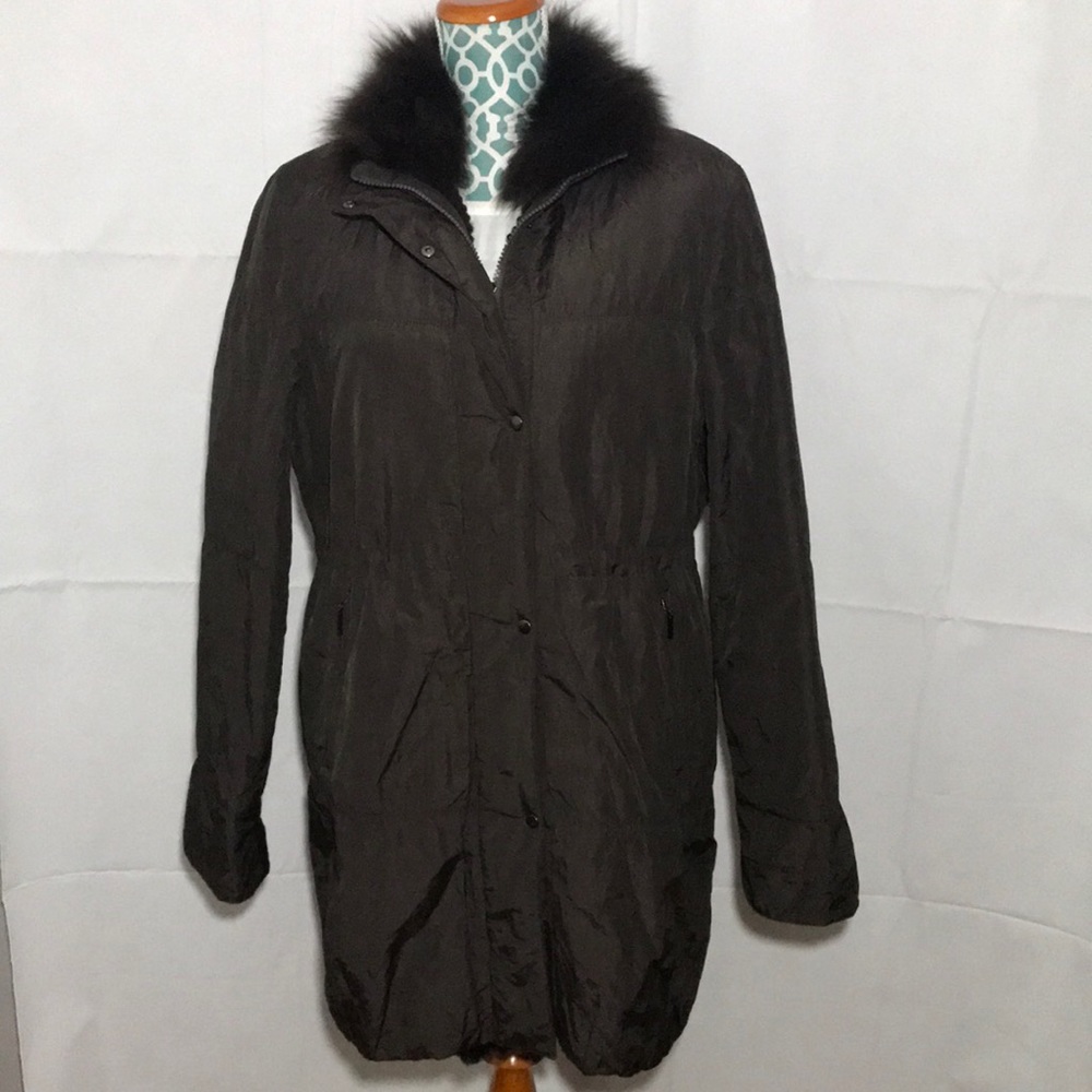 Blue Duck Parka Jacket Brown Size M Fox Fur Collar & Fur Inner Lining Runs Large